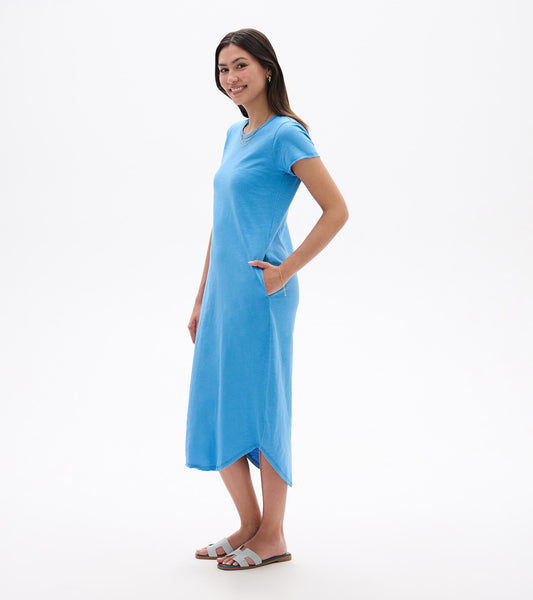 Midi Tee Shirt Dress - Azure