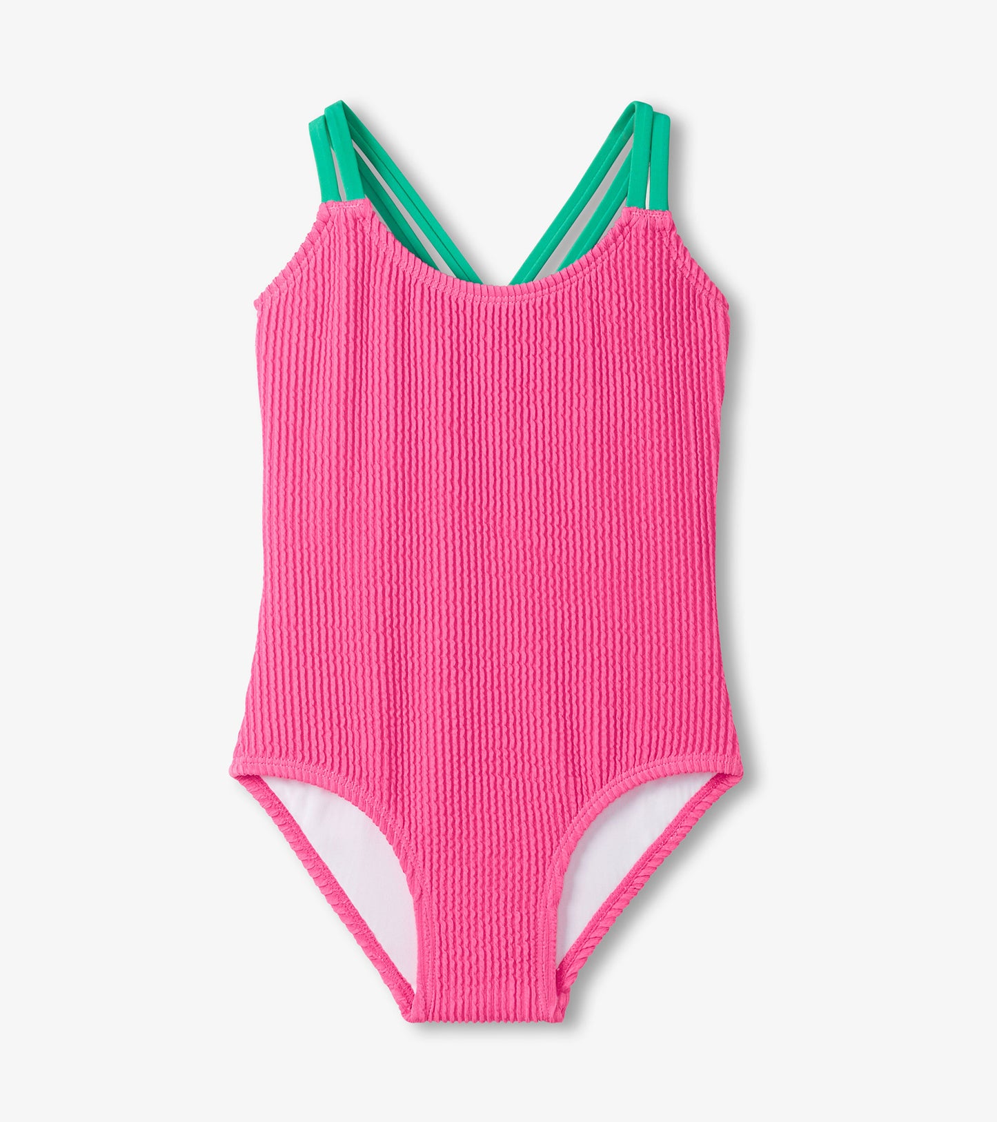 Maillot de bain une pièce côtelé – Rose foncé