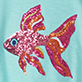 View Girls Tropical Fish Tie Front T-Shirt - Pink and red patterned fish illustration with blue eye
