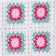 View Girls Blue Radiance Sleeveless Crochet Dress - Four pink and white floral motifs on a light geometric patterned background