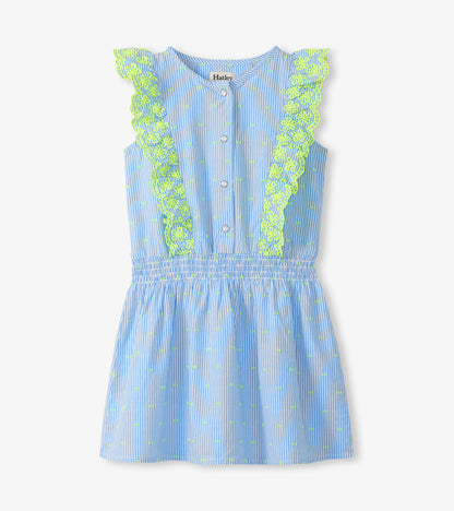Girls Neon Dots Scallop Ruffle Dress