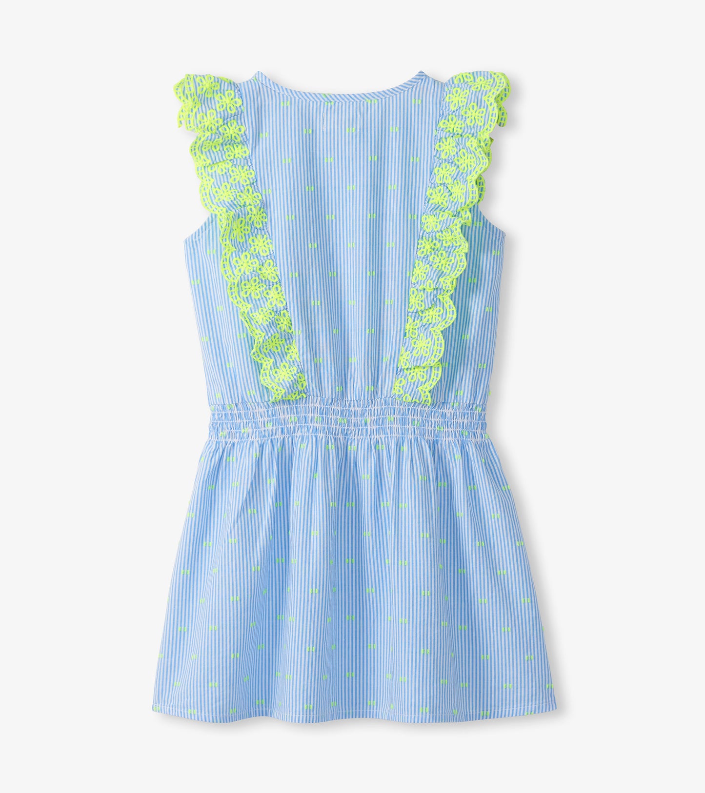 Girls Neon Dots Scallop Ruffle Dress
