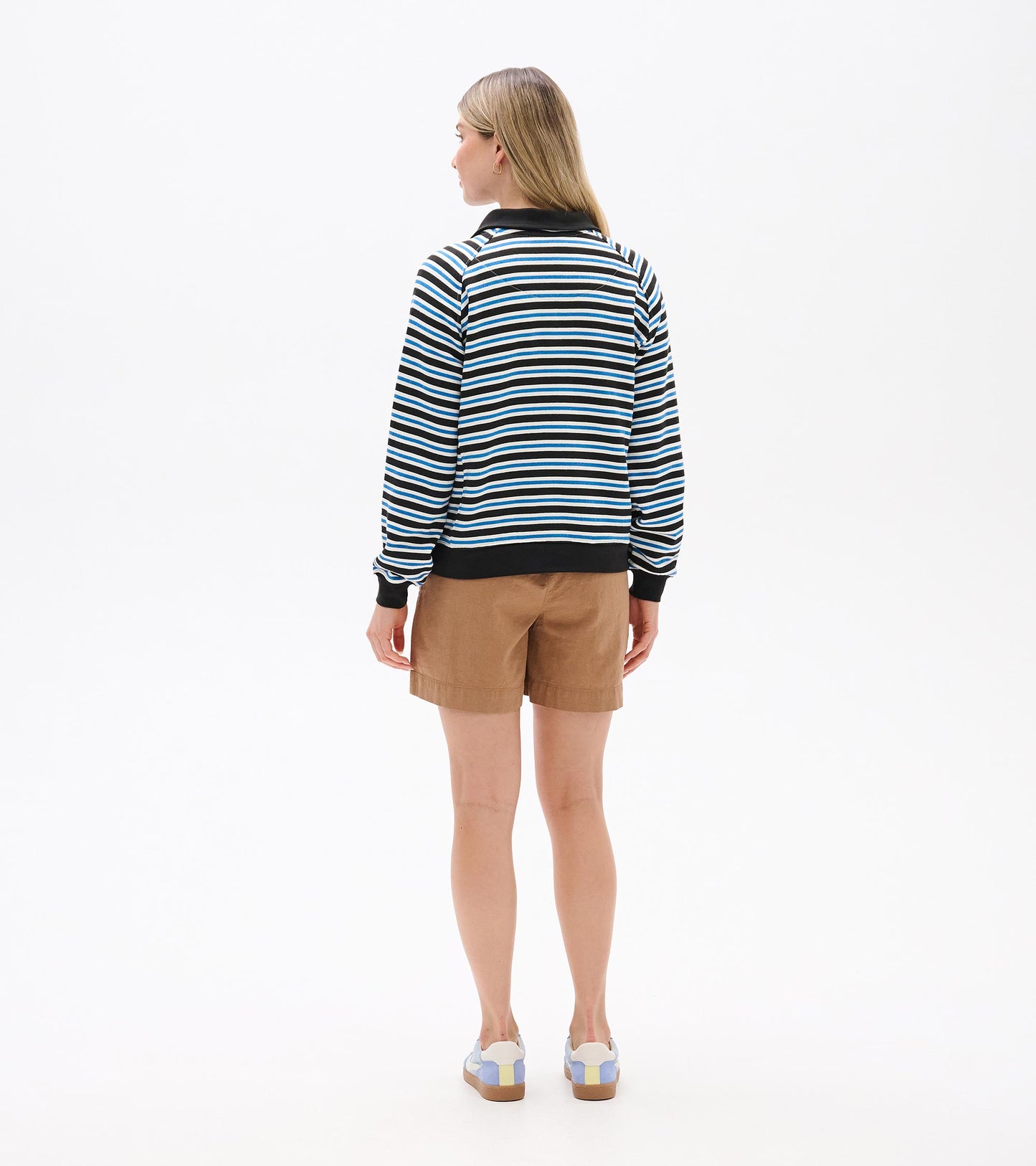Mock Neck Pullover - Black Stripes