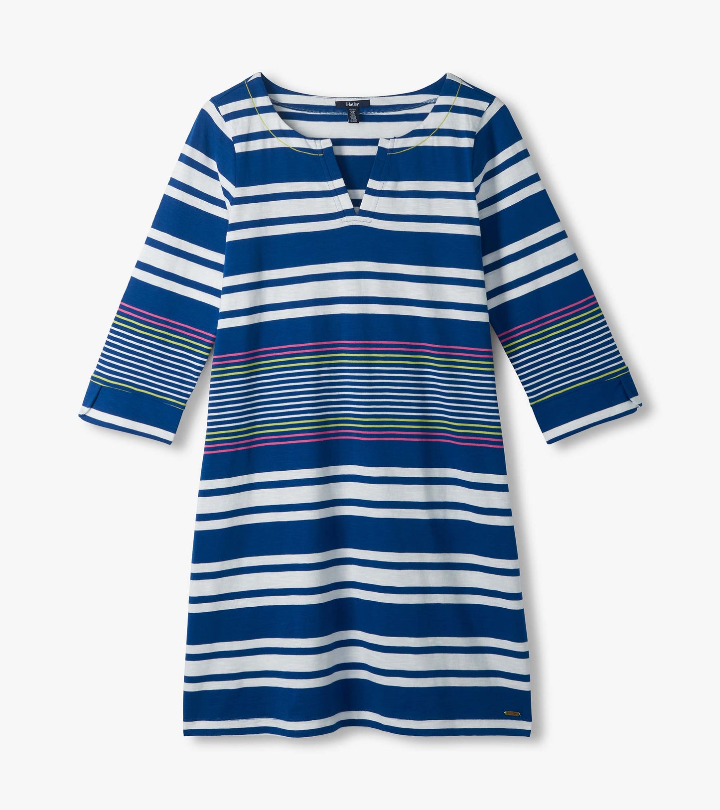 Robe à encolure crantée Lily – Rayures joyeuses larges