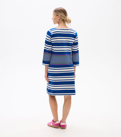 Robe à encolure crantée Lily – Rayures joyeuses larges