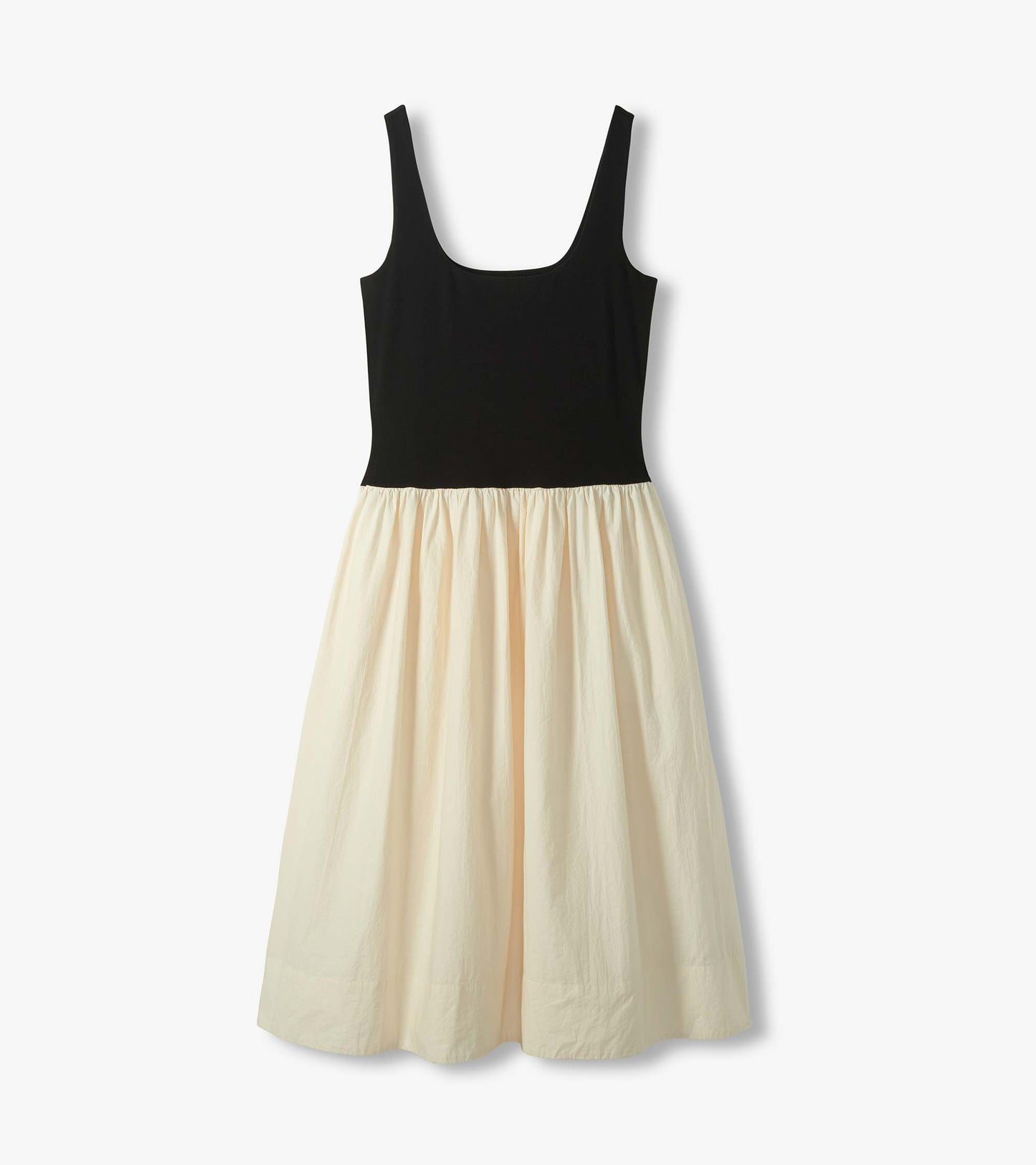 Robe mi-longue en matières mixtes – Noir et blanc murmure