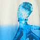 View Boys Octopus Dip Dye Graphic Tee - Blue abstract silhouette of a person's profile with a watery texture on a white background