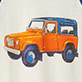 View Boys Off Road Raglan Cotton T-Shirt - Orange toy SUV with blue wheels and roof rack