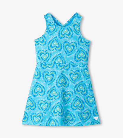 Robe trapèze sport – Bonbons en cœur bleus