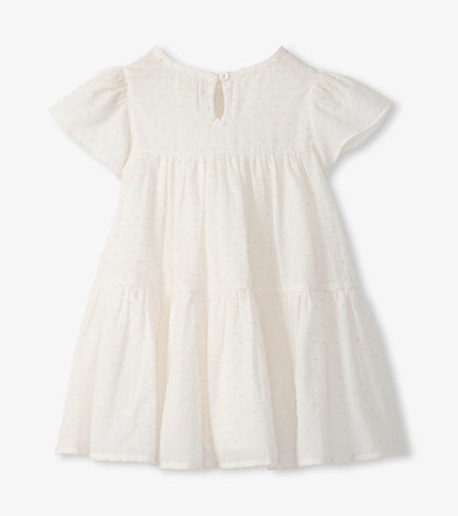 Robe bouffante étagée – Plumetis rose perlé