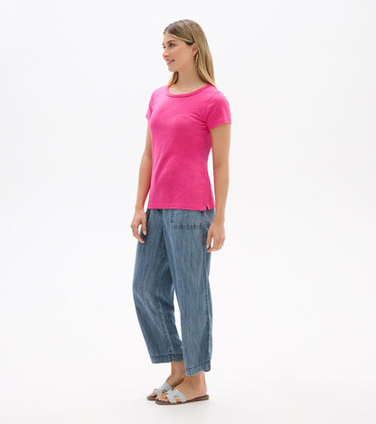 T-shirt essentiel à encolure ronde – Rose carmin