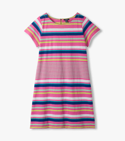 Zip-Back Tee Dress - Cheery Stripes