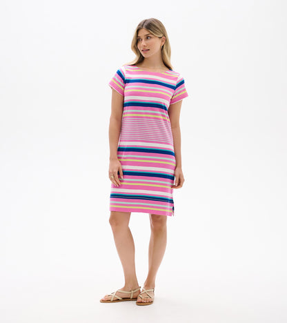Zip-Back Tee Dress - Cheery Stripes