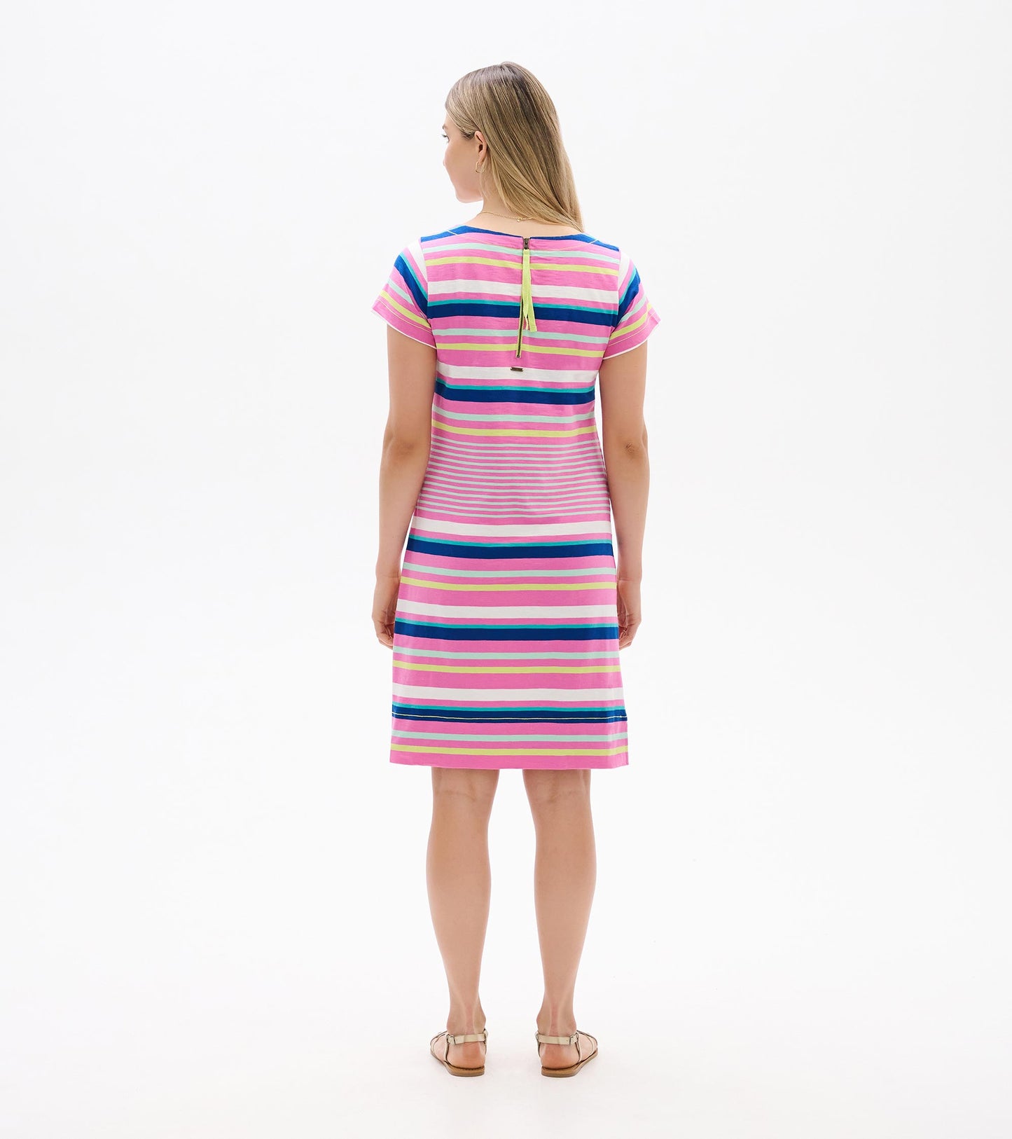 Zip-Back Tee Dress - Cheery Stripes
