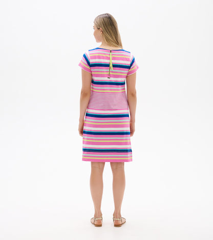 Zip-Back Tee Dress - Cheery Stripes