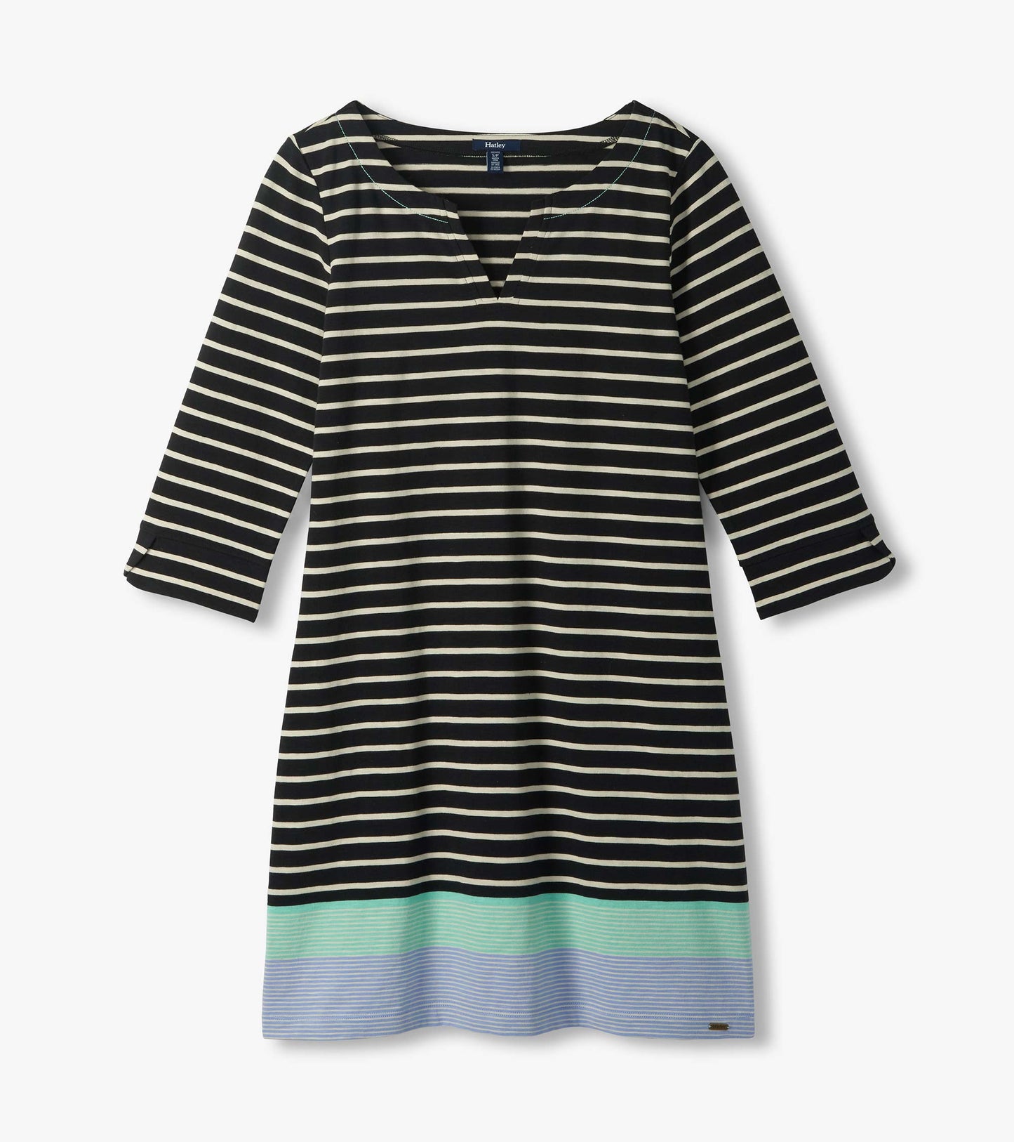 Robe à encolure crantée Lily – Rayures caviar