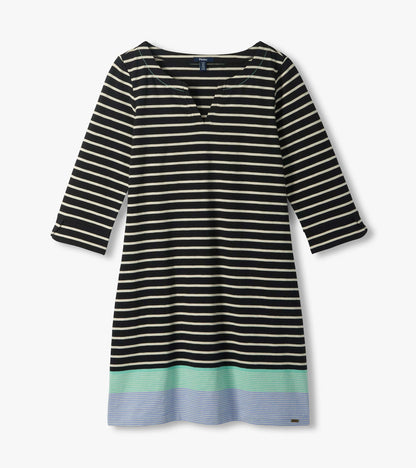 Robe à encolure crantée Lily – Rayures caviar