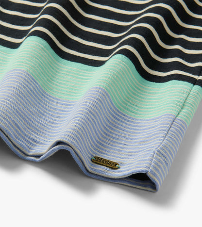 Robe à encolure crantée Lily – Rayures caviar