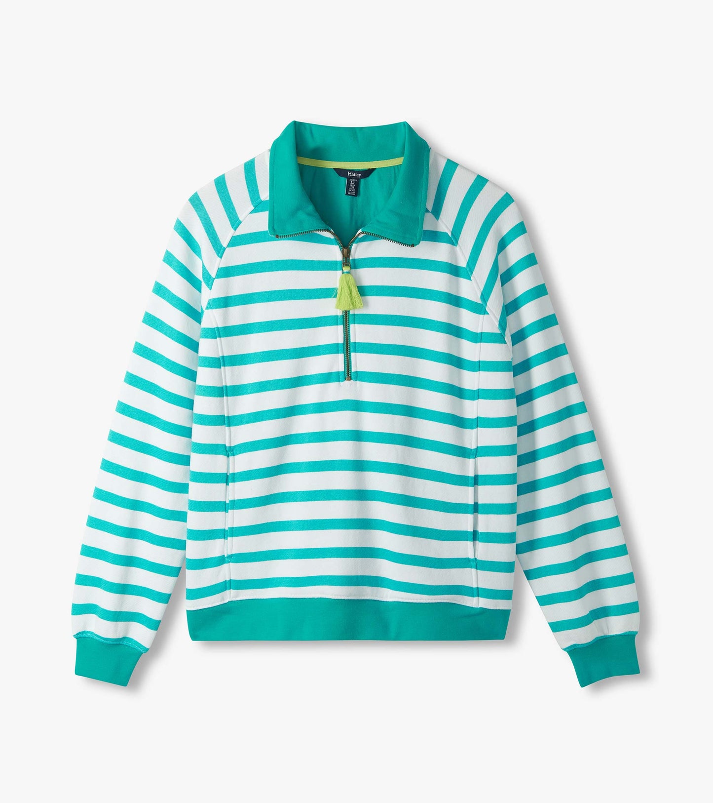 Pull à col montant – Rayures vert céramique