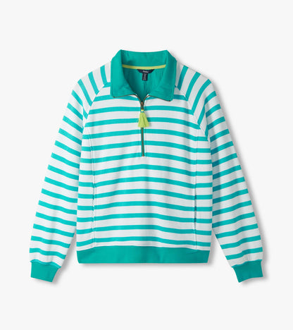 Pull à col montant – Rayures vert céramique