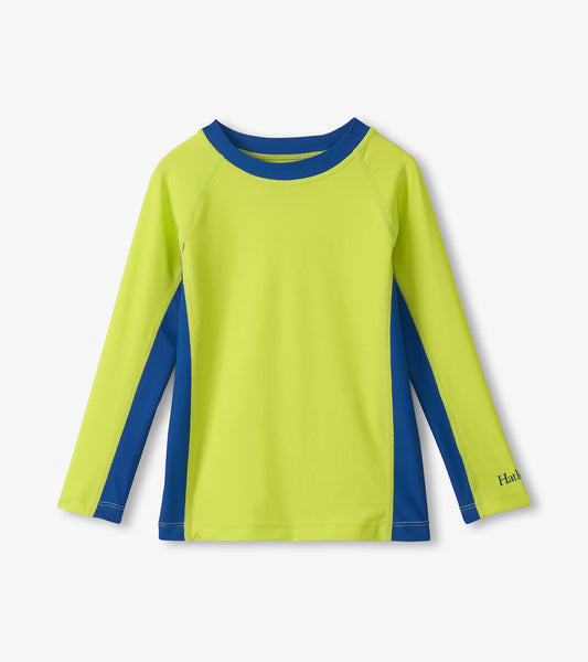 Boys Lime & Blue Colourblock Long Sleeve Rashguard
