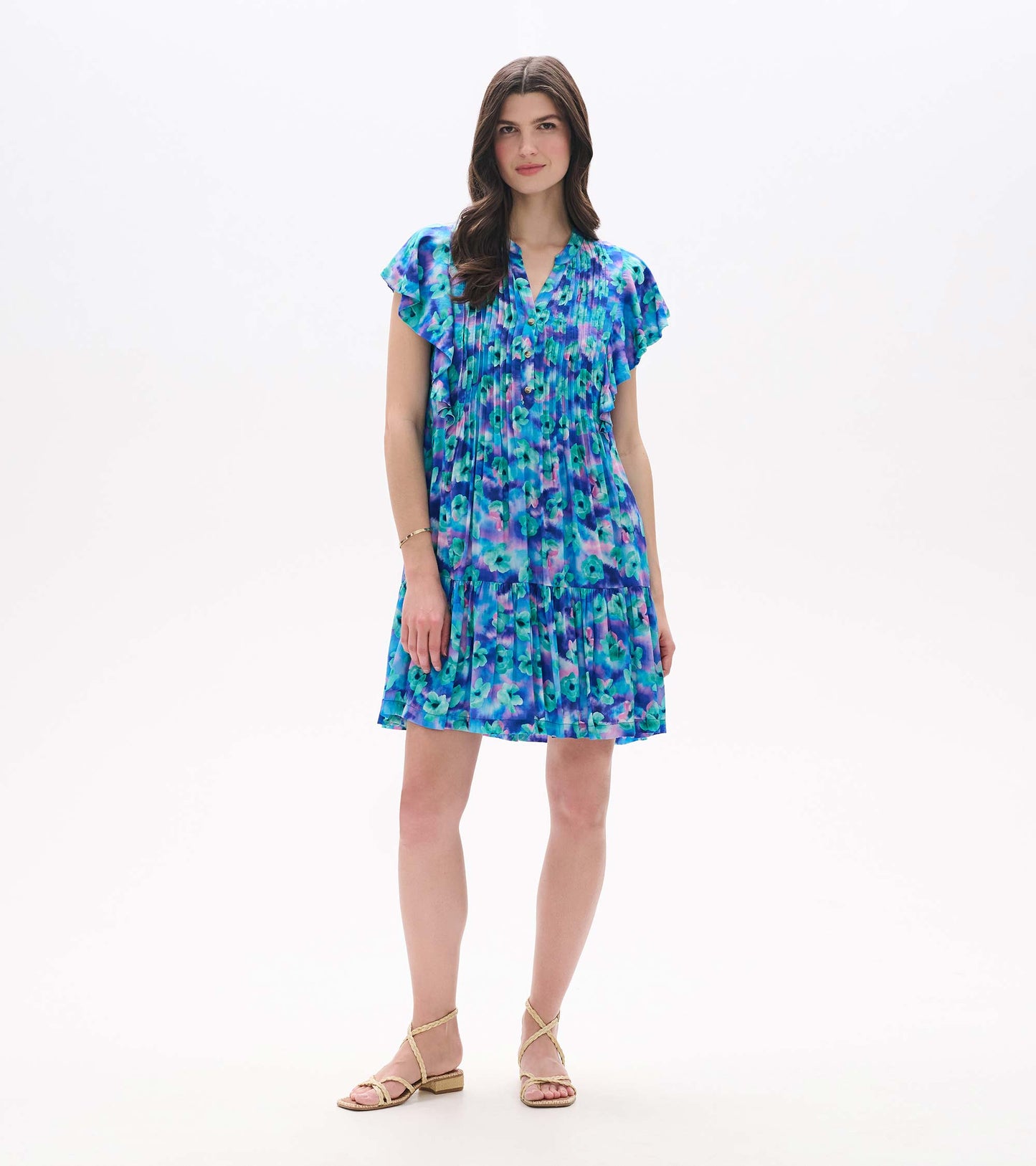 Pintuck Dress - Floating Flowers