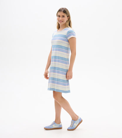 Cici A-Line Dress - Iris Wave Stripes