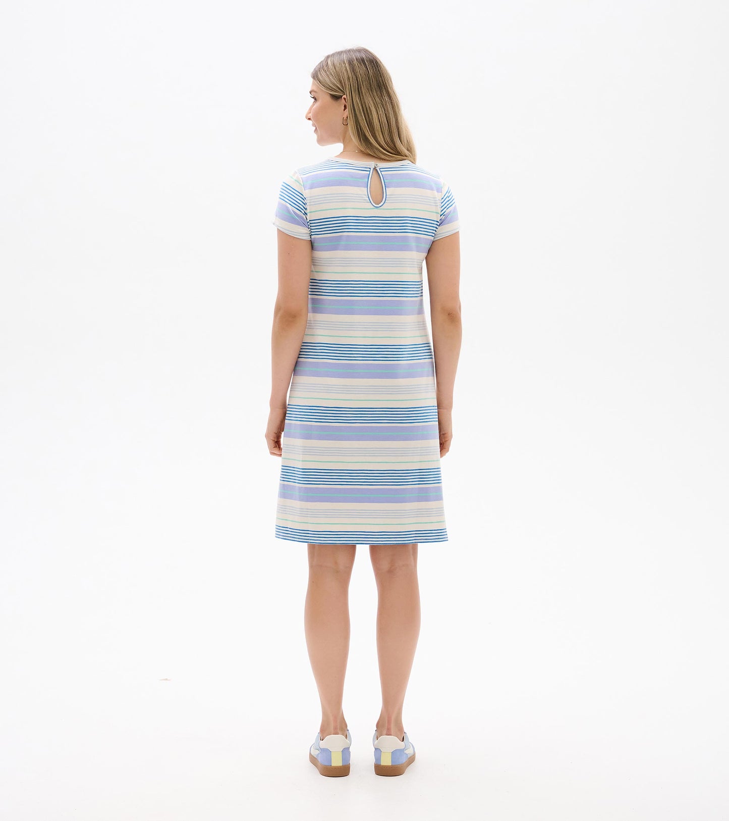 Cici A-Line Dress - Iris Wave Stripes
