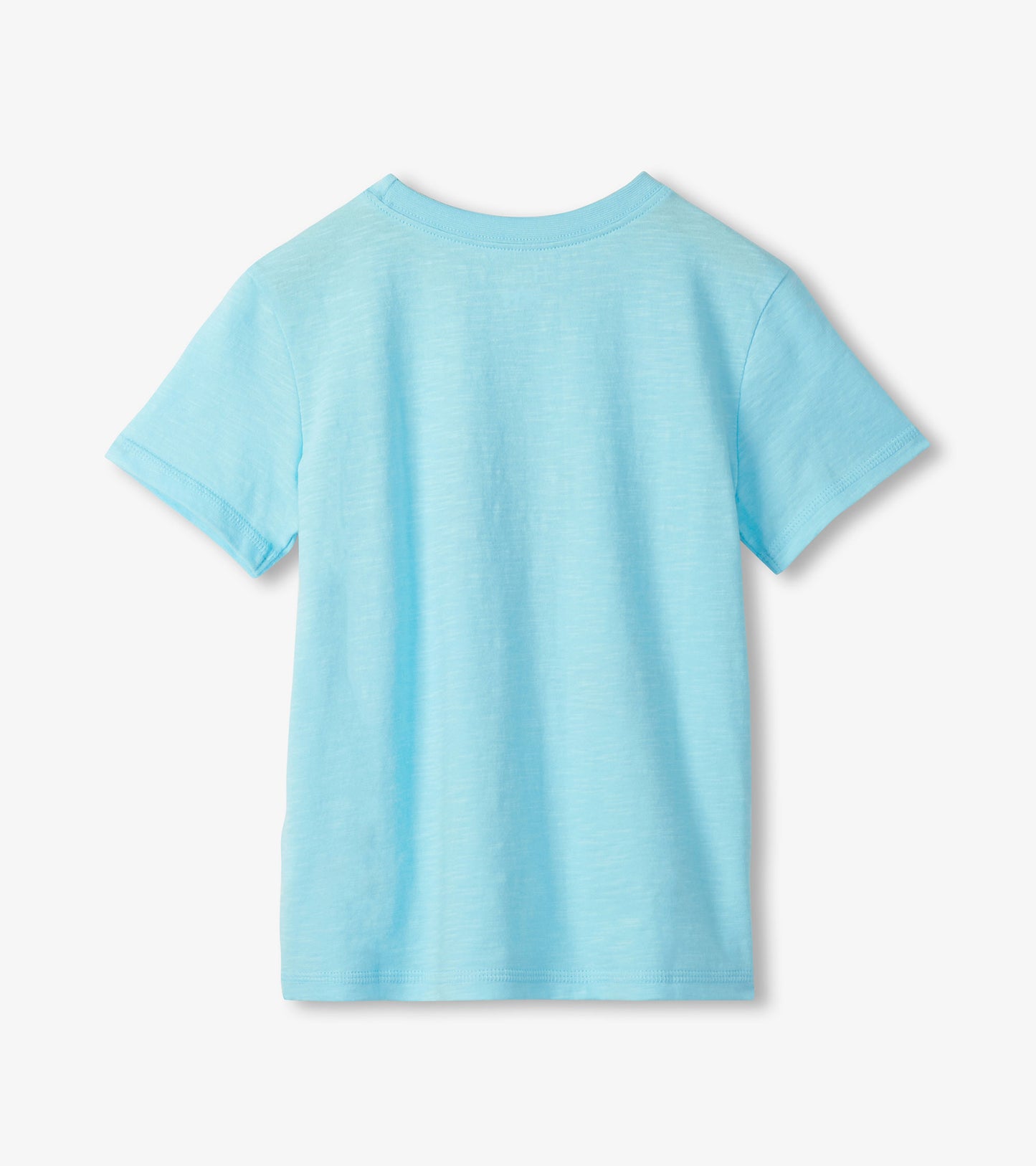 Light blue short-sleeve boys T-shirt, back view, with a plain heathered finish and crew neck
