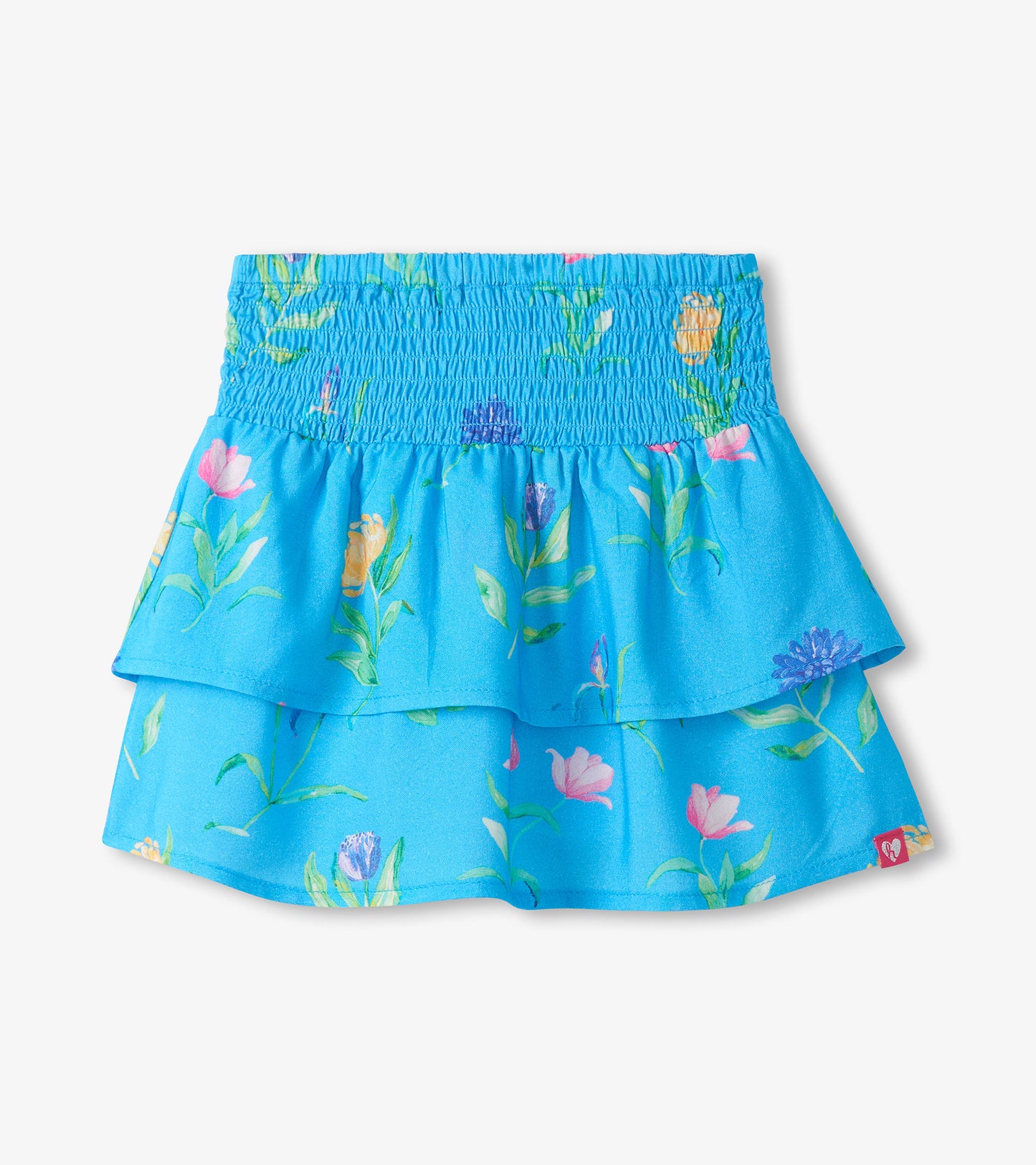 Girls Hyper Real Floral Smocked Waist Skirt