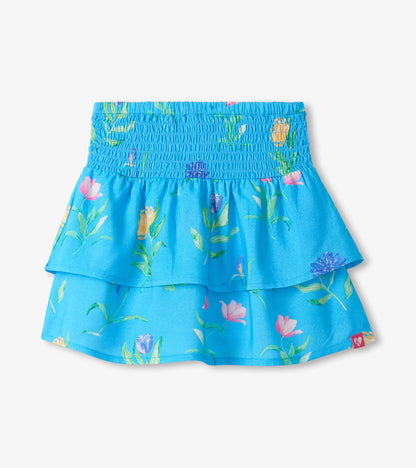 Girls Hyper Real Floral Smocked Waist Skirt