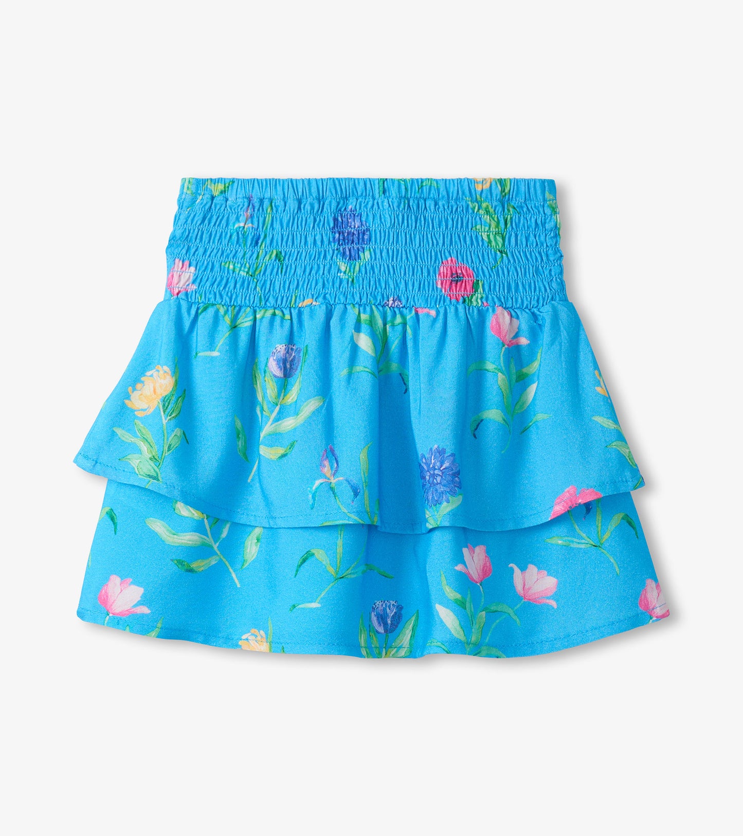 Girls Hyper Real Floral Smocked Waist Skirt