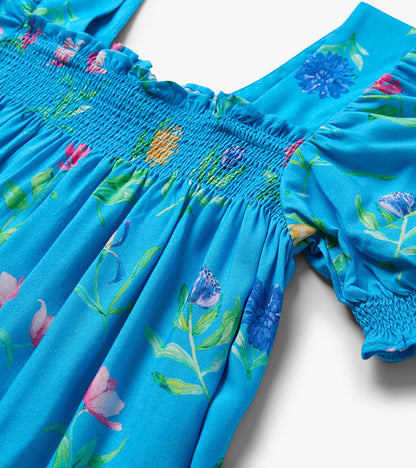 Girls Hyper Real Floral Smocked Dress