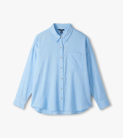 Chemisier boutonné décontracté – Chambray bleu pâle