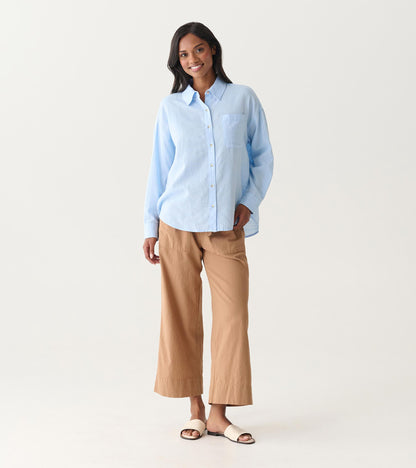 Chemisier boutonné décontracté – Chambray bleu pâle