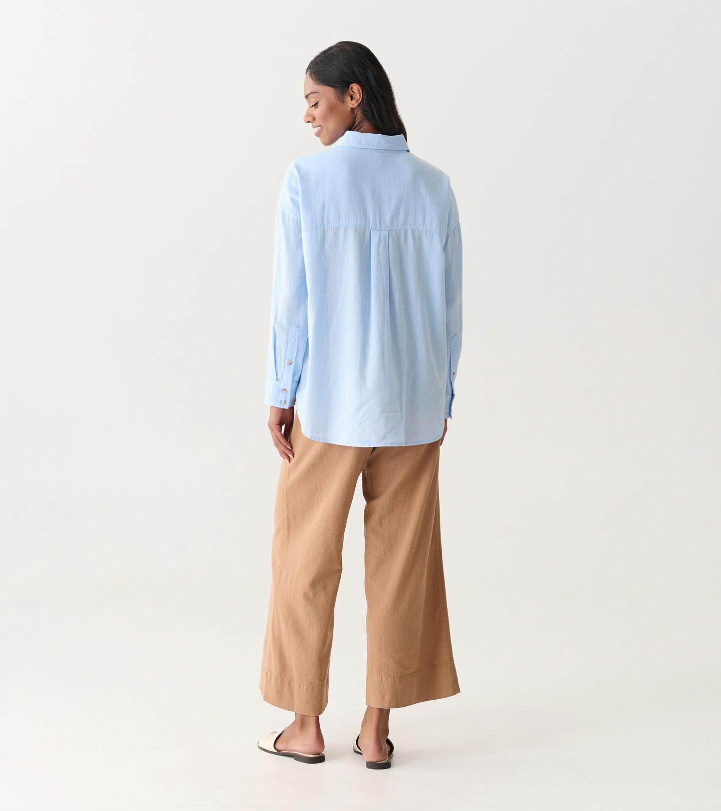 Chemisier boutonné décontracté – Chambray bleu pâle