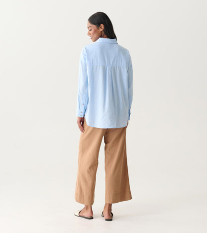 Chemisier boutonné décontracté – Chambray bleu pâle