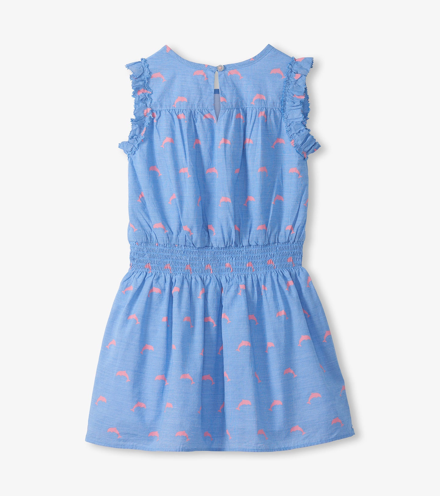 Robe tissée sans manches – Petits dauphins roses