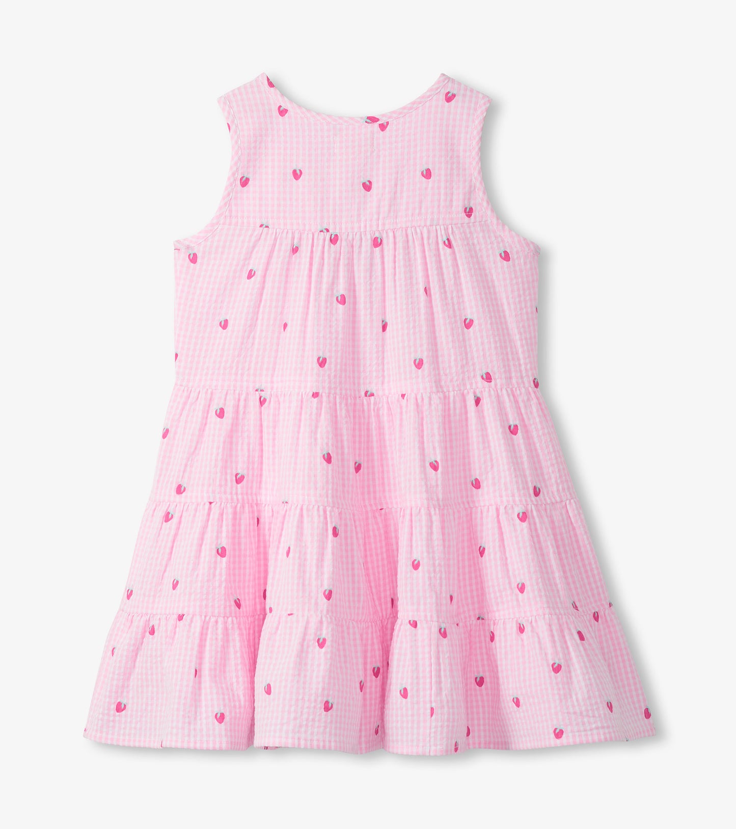 Girls Gingham Berries Tiered Dress