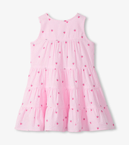 Girls Gingham Berries Tiered Dress
