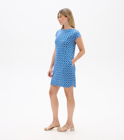 Robe Capri – Médaillons bleu français