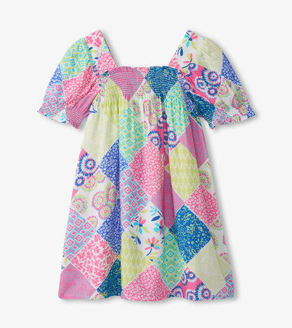 Girls Mix-Up Patch Work Smocked Dress