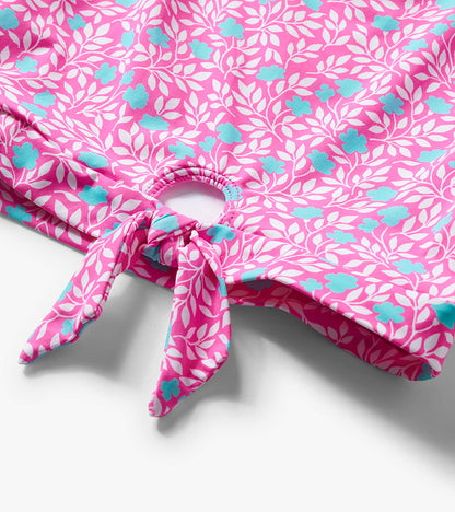 Maillot de bain deux pièces à haut noué – Motif floral et rayures