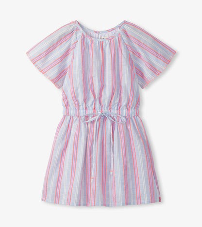 Girls Neon Chambray Stripes Woven Play Dress