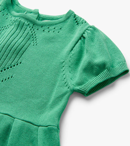 Robe en tricot pointelle – Vert de Neptune