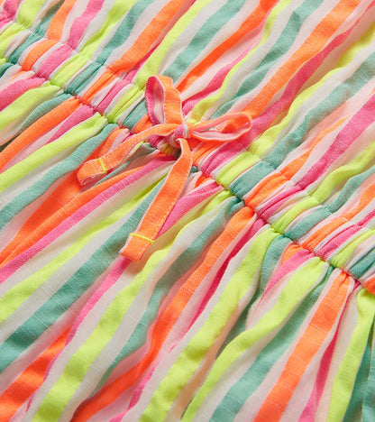 Robe tissée – Rayures estivales néon