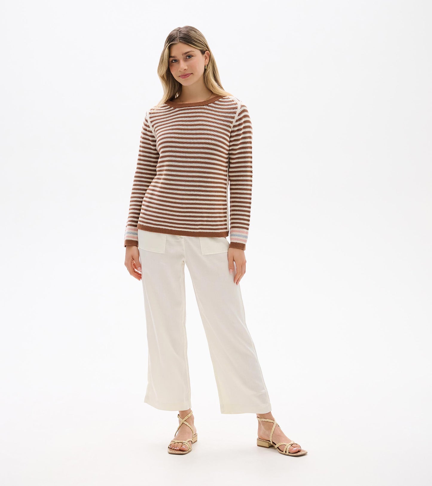 Pointelle Stripe Sweater - Neutral