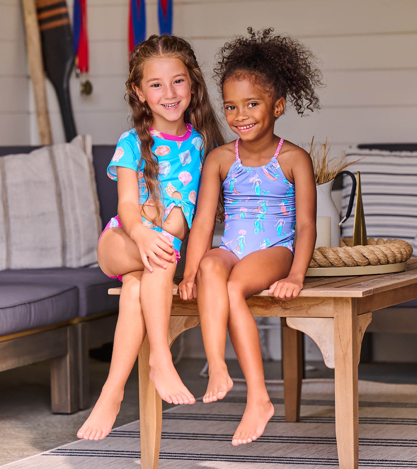 Maillot de bain deux pièces à haut noué – Coquillages océaniques