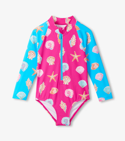 Maillot protecteur une pièce à manches longues – Coquillages océaniques