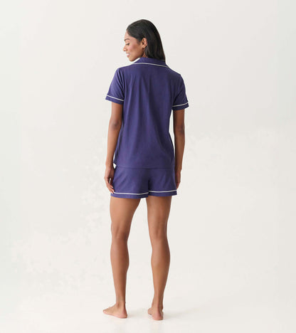 Women's Classic Navy Short Pajama Set